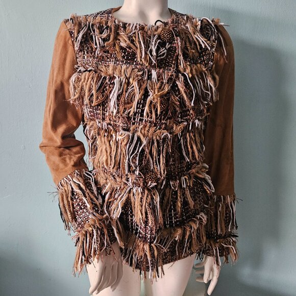 Bazar deluxe Jackets & Blazers - Bazar Deluxe Italy Coat Jacket Multicolored Fringe hippie boho luxury glam 42